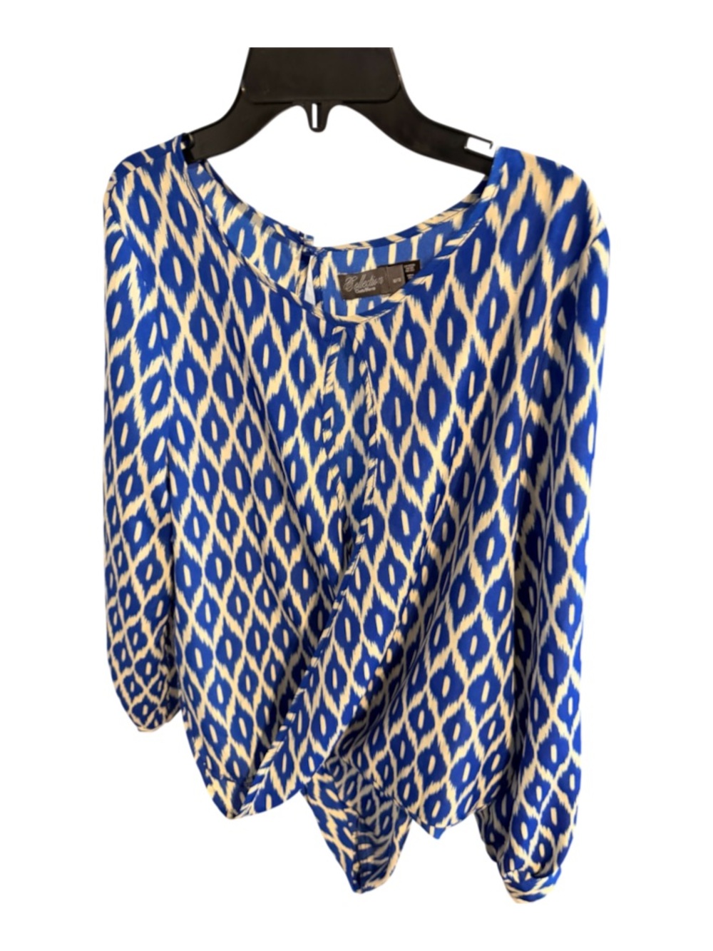 Blue Ikat-Pattern Long-Sleeve Dress Shirt